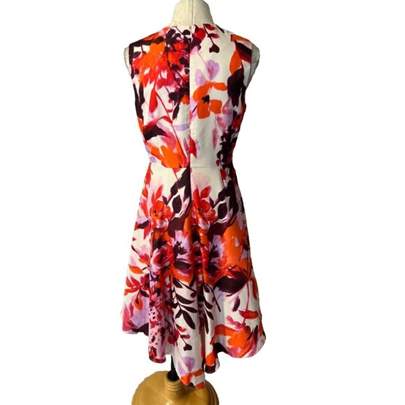 Donna Morgan Dress 10 A Line Flowy Floral Sleeveless Stretch Summer Washable - Picture 6 of 9